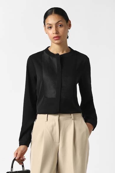 Buy Women Black Textured Long Sleeves Formal Shirt Online - 40093662 ...
