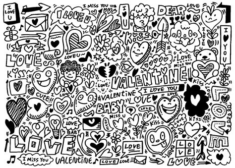 Love & Valentine's Day Doodle - Doodle Art / Doodling Coloring Pages ...