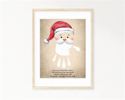 Santa Claus Handprint Art, DIY Kids Craft, Watercolor Christmas ...