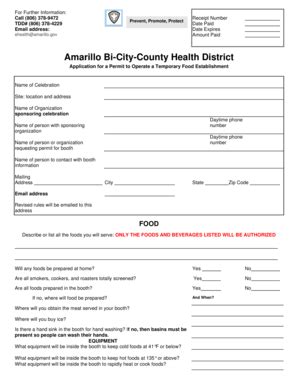 Fillable Online amarillo For Further Information: - City of Amarillo ...