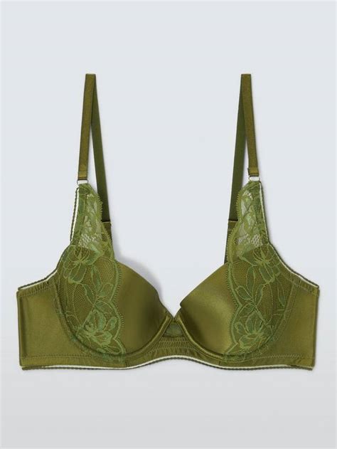 John Lewis Cameron Lace Padded Plunge Bra, Peatmoss