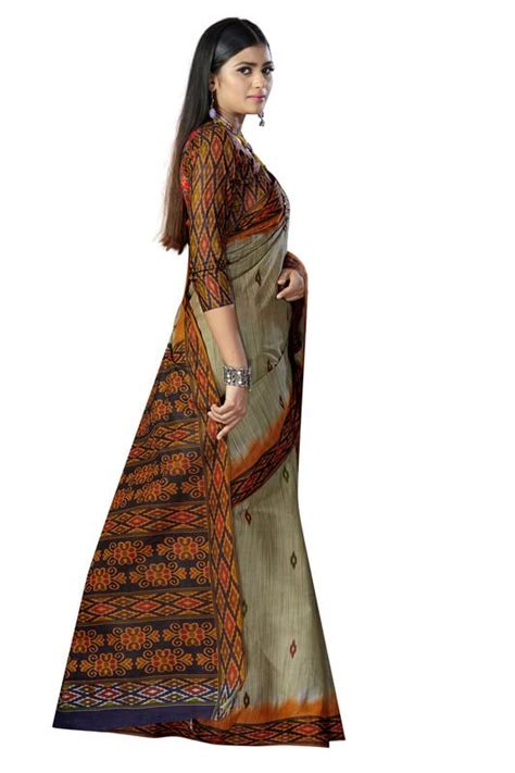 Buy SHANVIKA Women's Pure Cotton Sambalpuri Print Saree With Blouse ...
