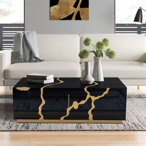 Elegant Black and Gold Living Room Coffee Table – Timeless Luxury for ...