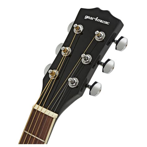Dreadnought Acoustic Guitar by Gear4music, Black - Nearly New at Gear4music