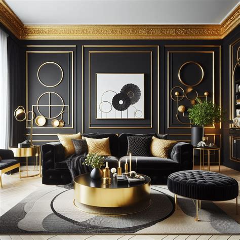 15 Luxurious Black and Gold Living Room Ideas
