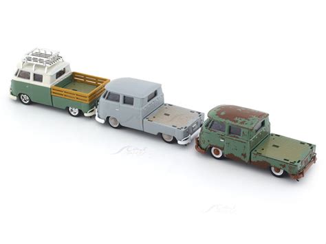 1960 VW Double Cab set 1:64 M2 Machines diecast hauler scale model ...