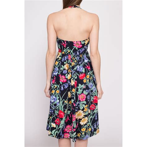 80s Black Floral Fit & Flare Sundress Extra Small Vintage - Etsy