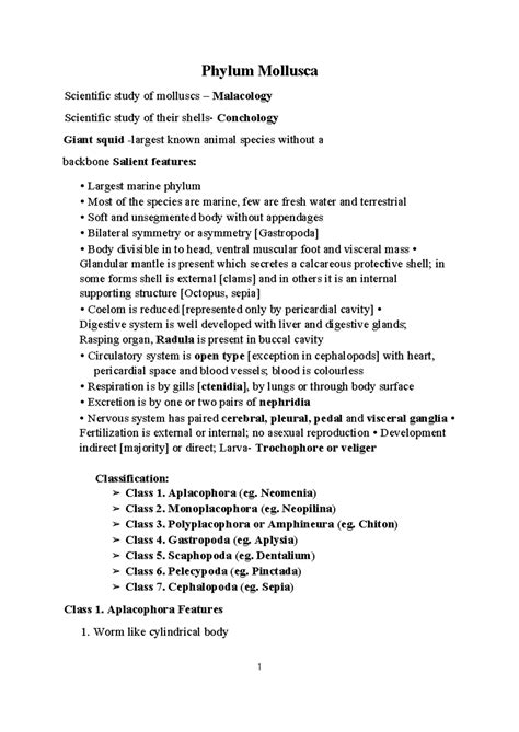 Mollusca - Phylum Mollusca Scientific study of molluscs – Malacology ...