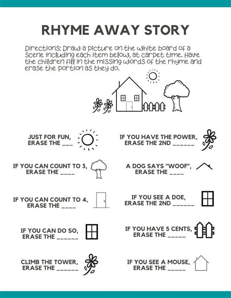 Rhyme Away Story - Etsy in 2025 | Rhyming activities, Rhyming words, Rhymes