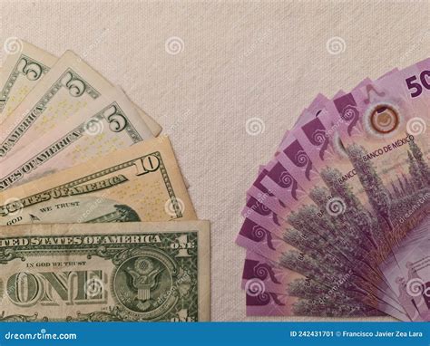 Economy and Finance with Mexican and American Dollar Money Stock Image ...