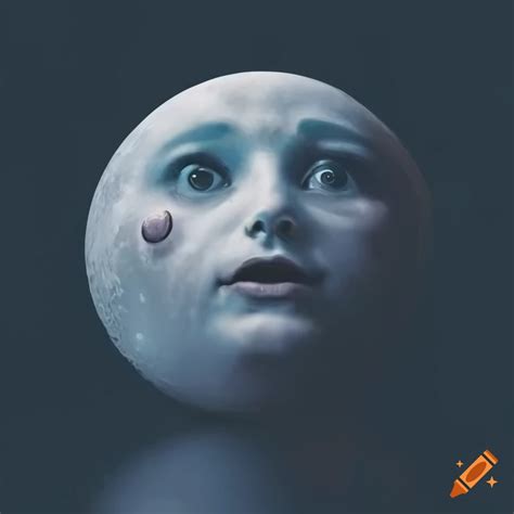 Cartoonish moon with a face on Craiyon