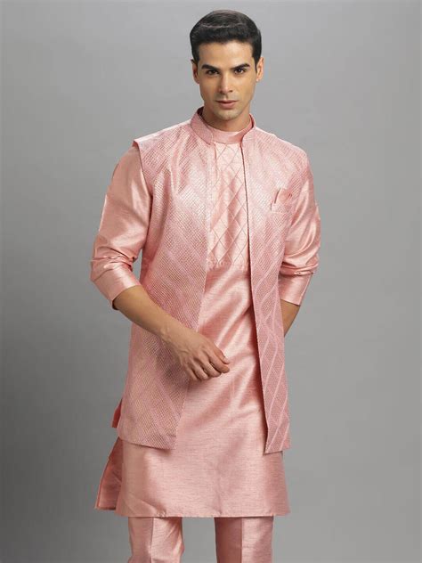 Rent Wine Kurta Pyjama Long Bandi | Elegant & Traditional