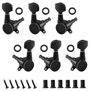 LifCratms 6 Pcs Black Locking Tuners 3L3R, Sealed Guitar Tuning Pegs ...