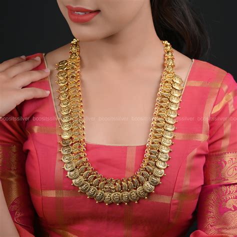 Gold Plated Ma Lakshmi devi Bridal Coin Haram - 6219