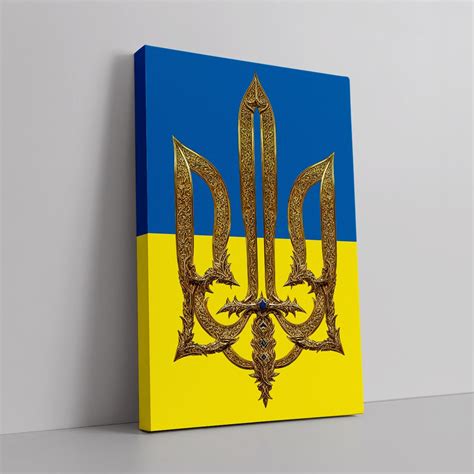 Tryzub, Trident, Ukrainian Coat of Arms and Ukrainian Flag Poster ...