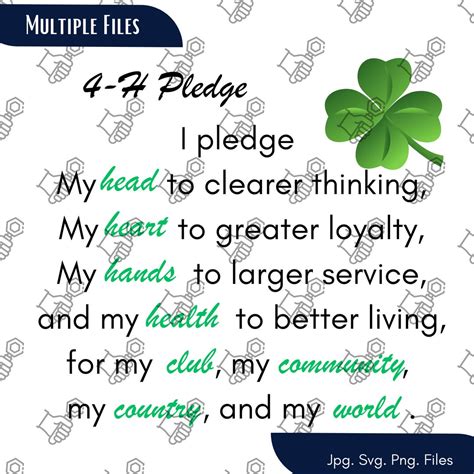 4-H Pledge Jpg Svg Png File - Etsy
