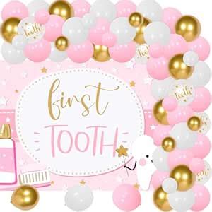First Tooth Themed Party Decorations Pink Teeth Party Photography ...