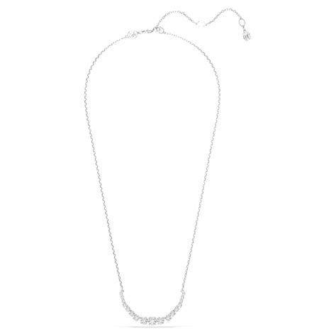 Matrix necklace, Gradient of round cuts, White, Rhodium plated | Swarovski