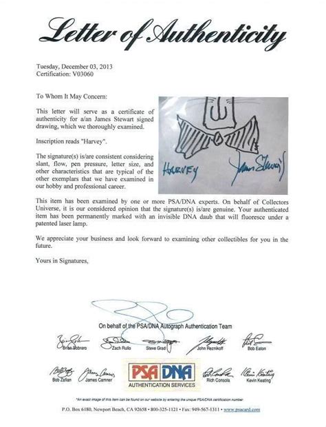 Lot Detail - Jimmy Stewart Hand-Drawn & Signed "Harvey the Rabbit ...