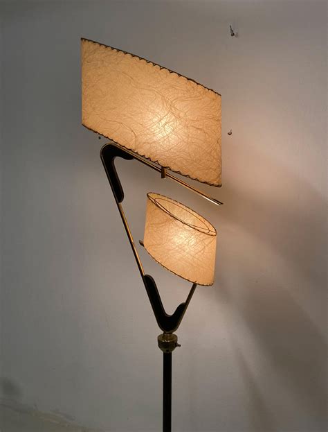 Italian Midcentury Floor Lamp with Parchment Shades For Sale at 1stDibs