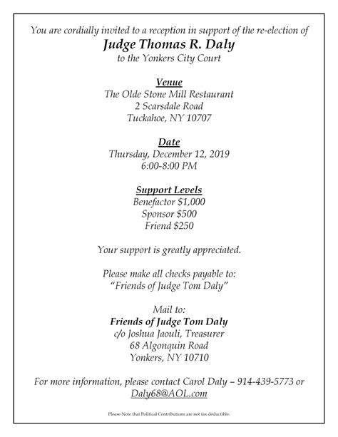 Yonkers Insider: Yonkers City Court Judge Thomas Daly Fundraiser for Re ...