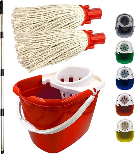 Floor Mop and Bucket Set - 2PC Mops for Cleaning Floors with Bucket ...