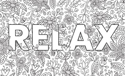 Relax. Cute hand drawn coloring pages for kids and adults. Motivational ...
