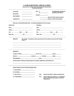 Fillable Online LAND PARTITION APPLICATION - Polk County Oregon Fax ...