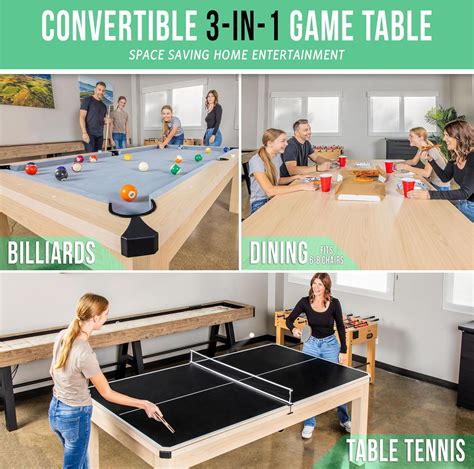 GoSports 7 ft 3 in 1 Pool, Dining, & Table Tennis Combo Table and ...