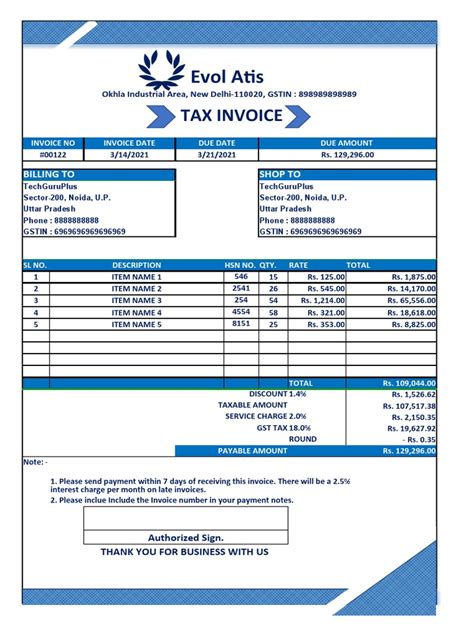 Invoice Format 的图像结果