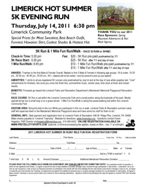 Fillable Online LIMERICK HOT SUMMER 5K EVENING RUN - Pretzel City ...