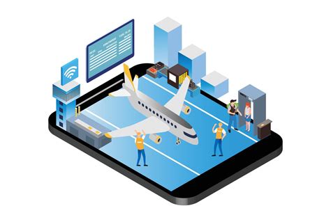 Isometric Smart Airport System, Suitable for Diagrams, Infographics ...