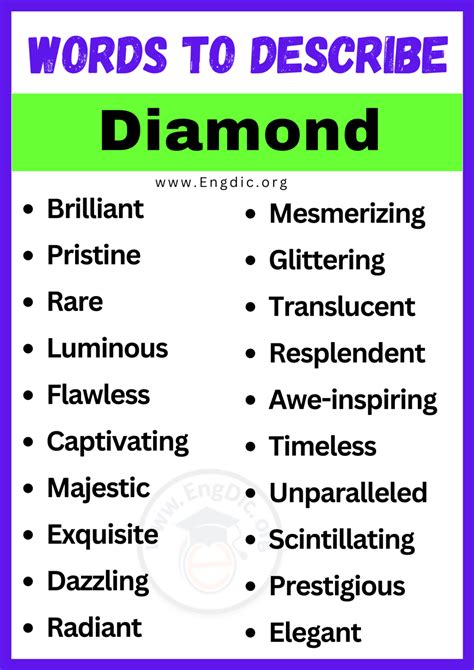 20+ Best Words to Describe Diamond, Adjectives for Diamond - EngDic
