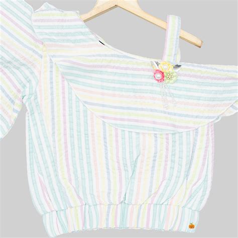 Buy Off Shoulder Striped Girls Top – Mumkins