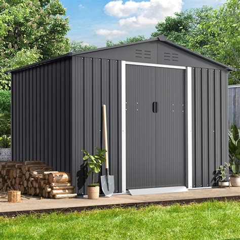6x8 Ft Outdoor Storage Shed Double Sloping Roof Garden Shed ...