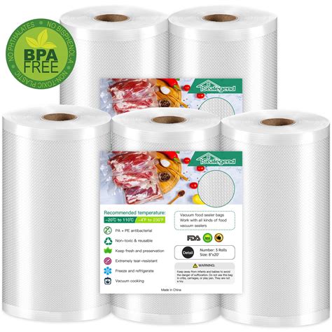 Sealegend 8"x 20'x3 & 11"x20'x2 5 Rolls Vacuum Sealer Bags For Food ...