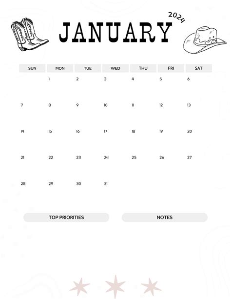 Simple Western Calendar - Etsy
