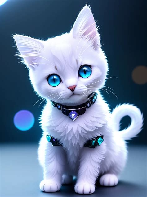 A cute crystal kitten，made of crystals, full bodyesbian, 4K, (Cyborg:1. ...