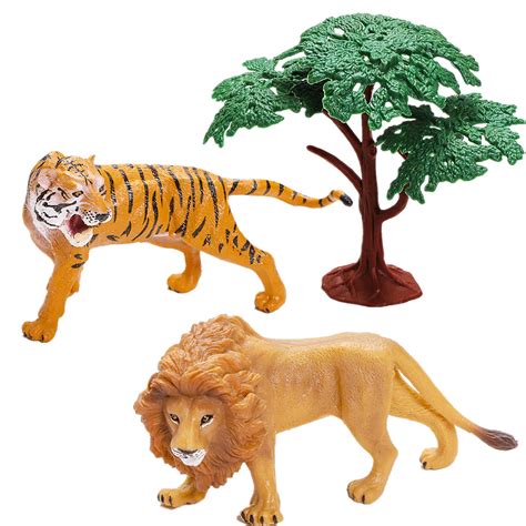 Buy Qiandier Realistic Lion Figurines with Tiger Figures Toys Wild ...