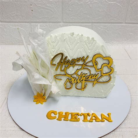 White & Gold half Birthday Cake – Bento Cakes Noida