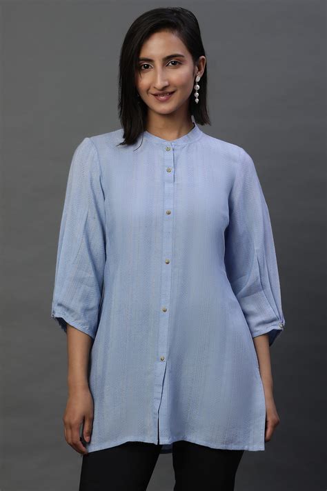 Buy Blue Striped Short Kurti Online for Woman | Shop for Aurelia