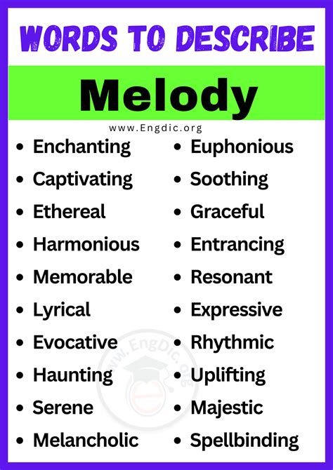 20+ Best Words to Describe Melody, Adjectives for Melody - EngDic