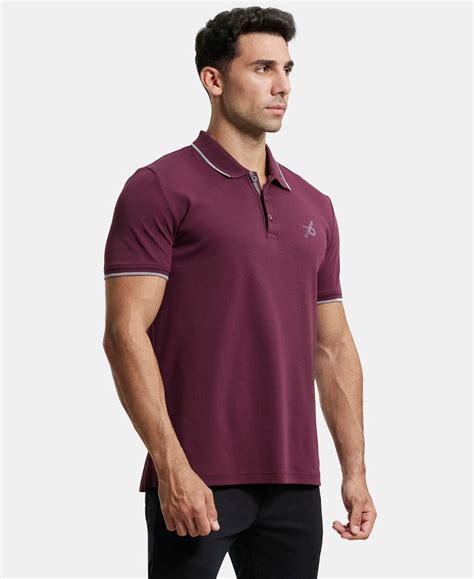 Buy Super Combed Cotton Rich Solid Half Sleeve Polo T-Shirt - Wine ...