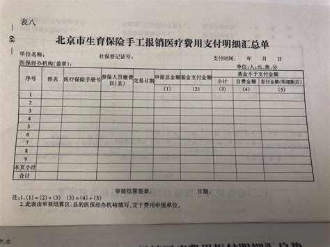 北京市生育保险门（急）诊手工报销费用申报