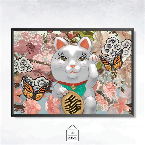 Japanese Maneki Neko Figurine Illustration (The Lucky Cat) – DECAVE INDIA