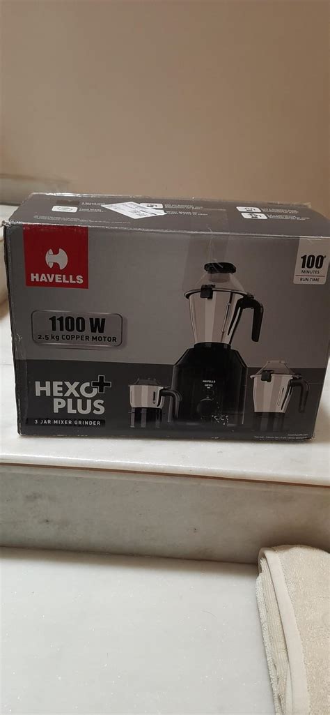 Buy Havells Hexo Plus 1100 Watt Mixer Grinder | 3 Stainless Steel Jars ...