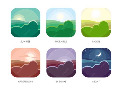 Premium Vector | Visualization of various timeday, Morning, noon and ...