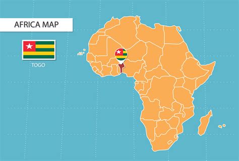 Togo map in Africa, icons showing Togo location and flags. 15311317 Vector Art at Vecteezy