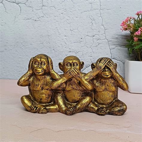 Buy VIVARS Polyresin Monkey Statue Showpiece | Gandhi Ji Monkey Set ...