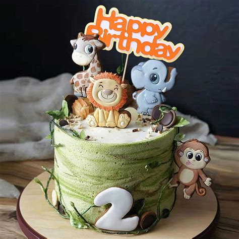 Buy Animal Theme Cake Toppers Set 12pcs Birthday Party Cupcake Toppers ...